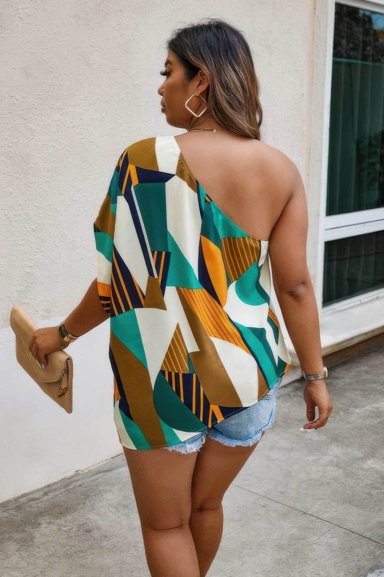 Plus Size One Shoulder Asymmetrical Hem Blouse - Purcell's Clothing Company