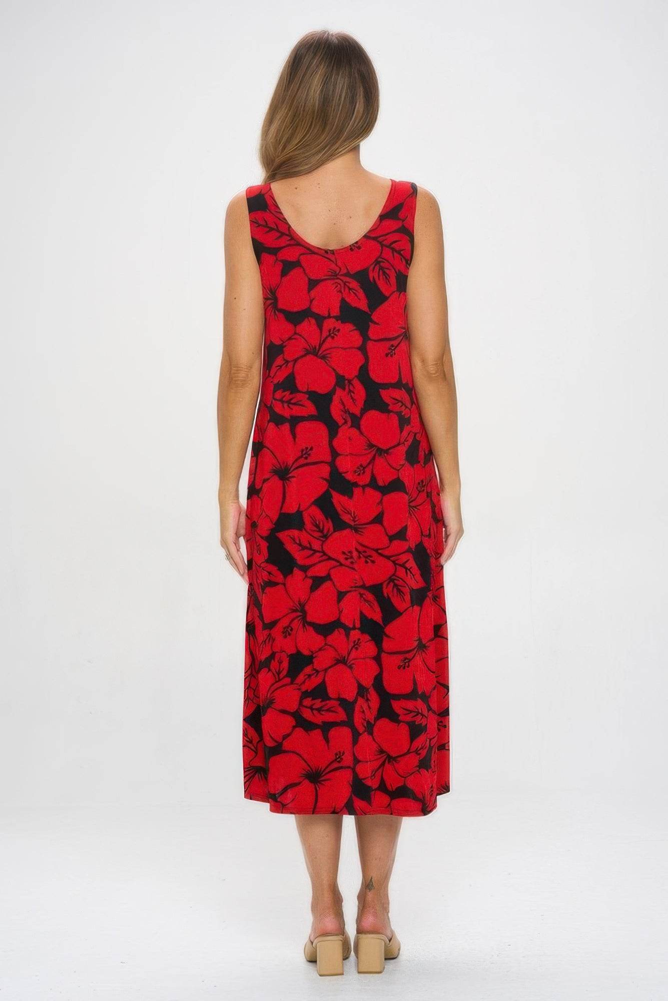 Plus Size BNS Red Floral Tank Long Dress - Purcell's Clothing Company