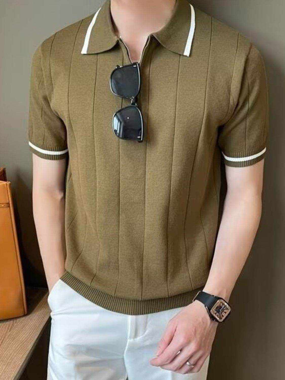 Quarter Zip Short Sleeve Polo - Purcell's Clothing Company