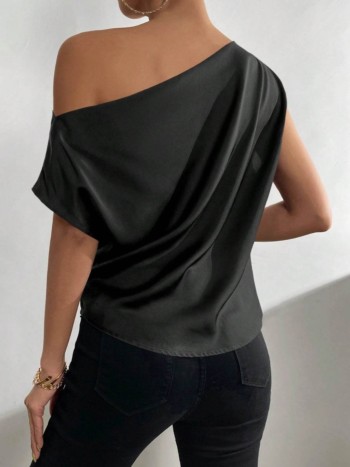 Ruched Single Shoulder Blouse - Purcell's Clothing Company