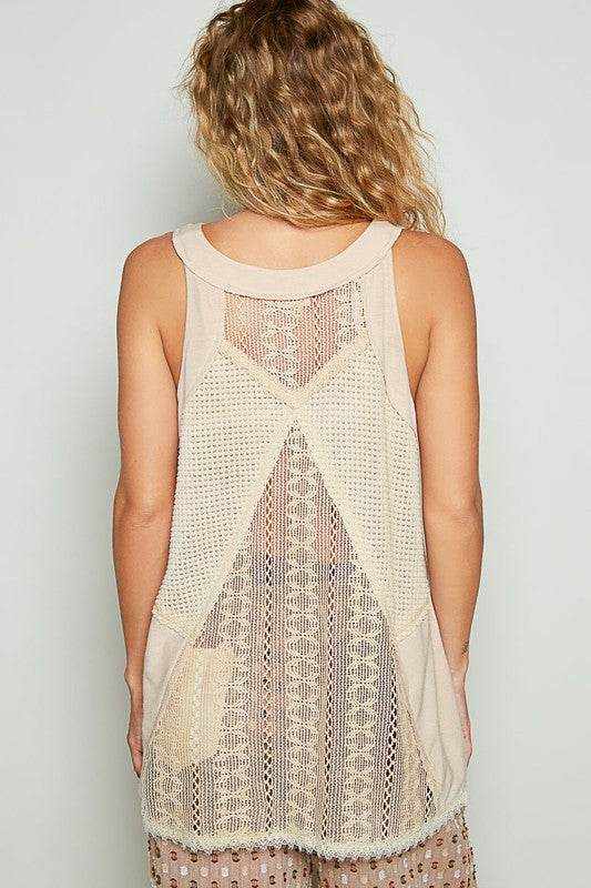 POL Lace Up Crochet Lace Tank - Purcell's Clothing Company