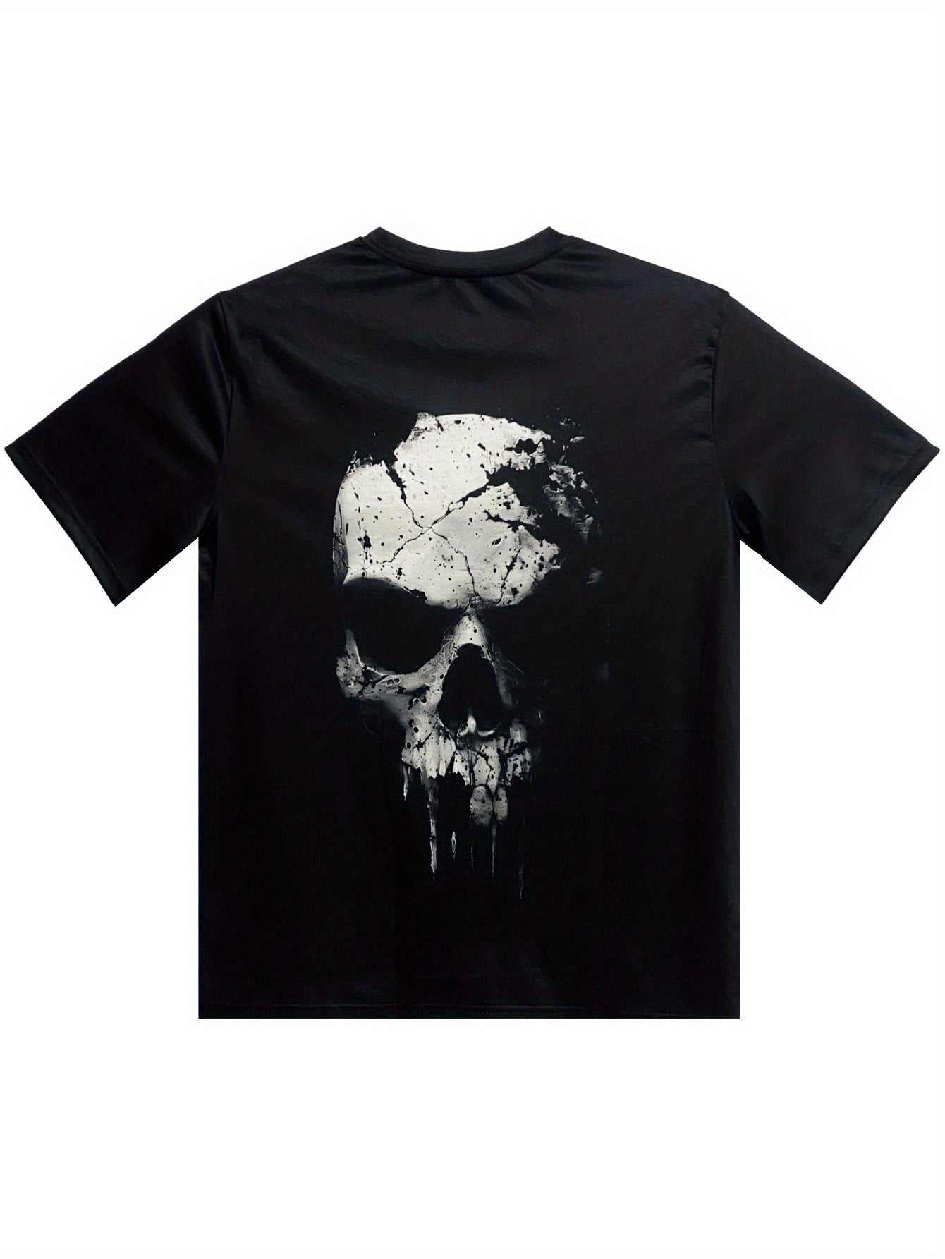 3D Shattered Skull Graphic Print Tee