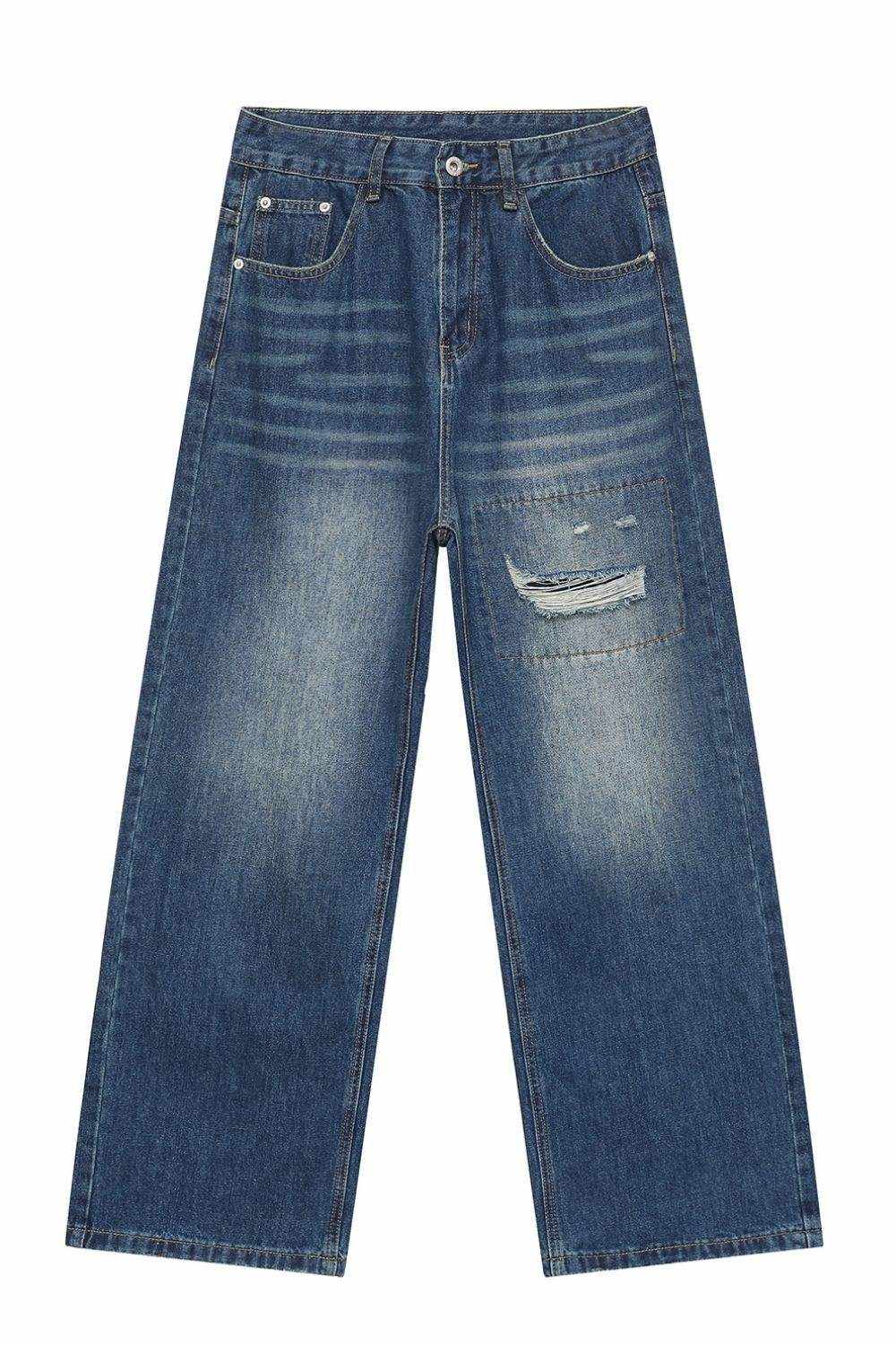 Men's Distressed Applique Straight Jeans - Purcell's Clothing Company