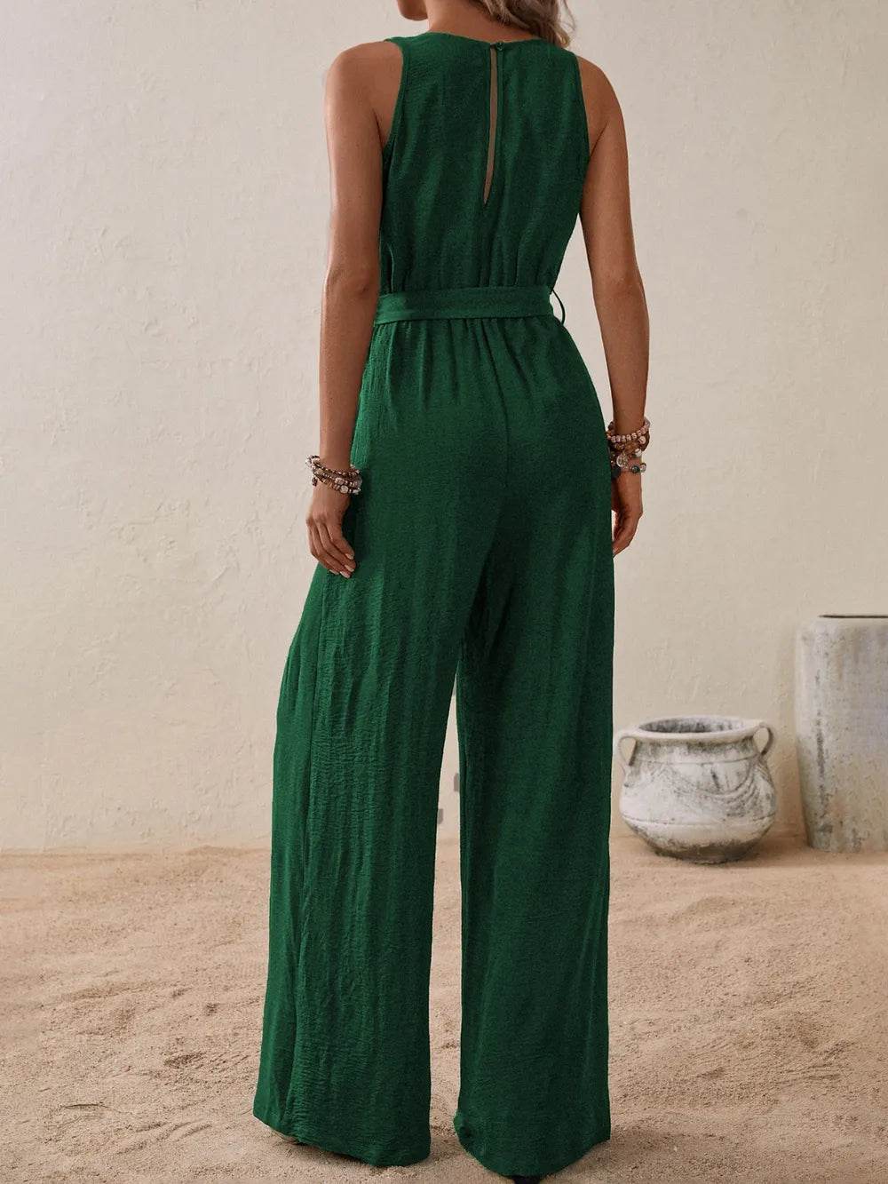 Honey Tied Surplice Sleeveless Wide Leg Jumpsuit - Purcell's Clothing Company