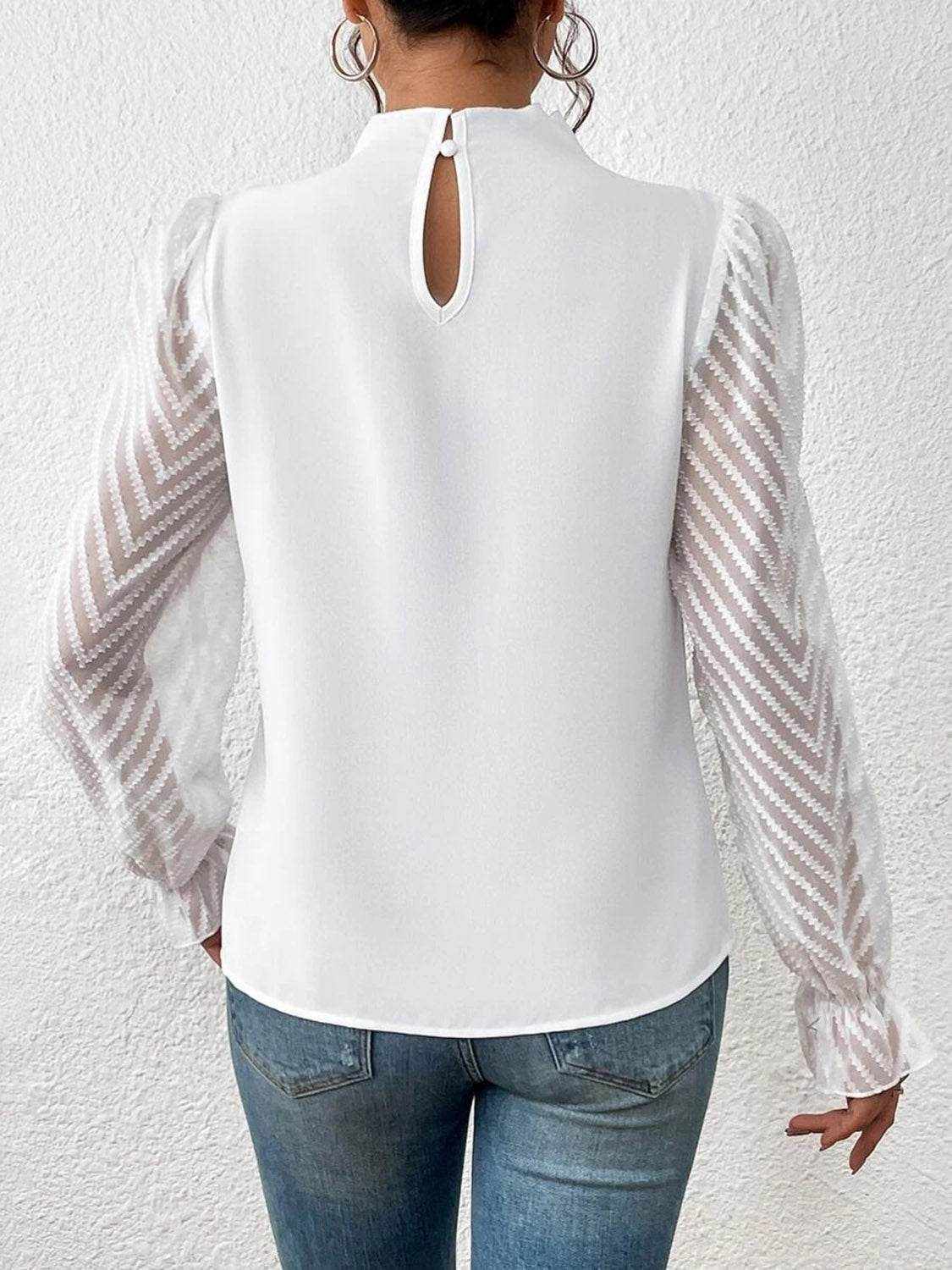 Mock Neck Flounce Sleeve Blouse - Purcell's Clothing Company