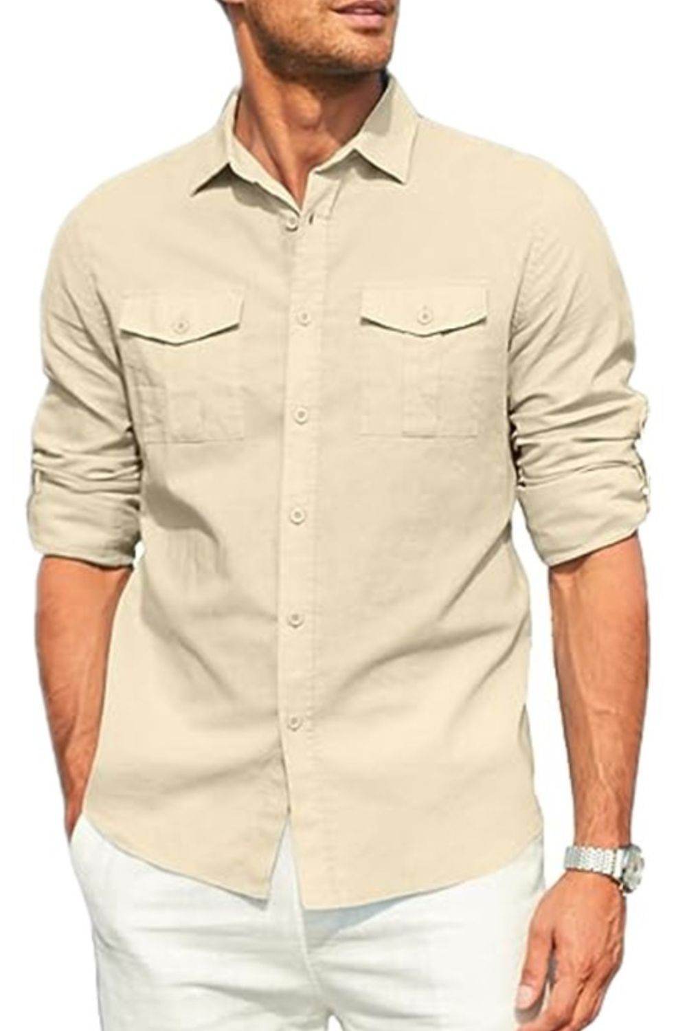 Button Down Collared Neck Long Sleeve Shirt - Purcell's Clothing Company