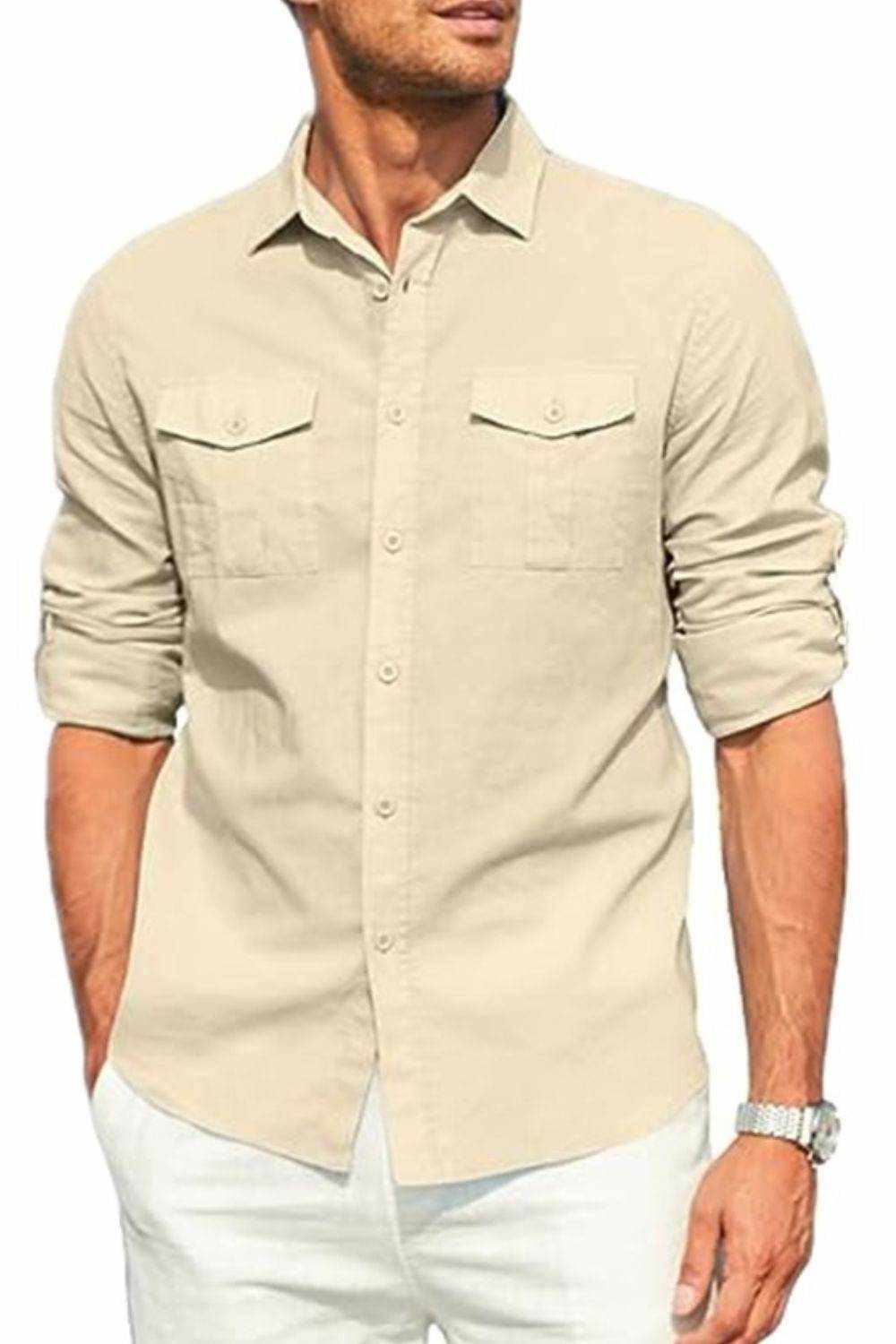 Button Down Collared Neck Long Sleeve Shirt - Purcell's Clothing Company