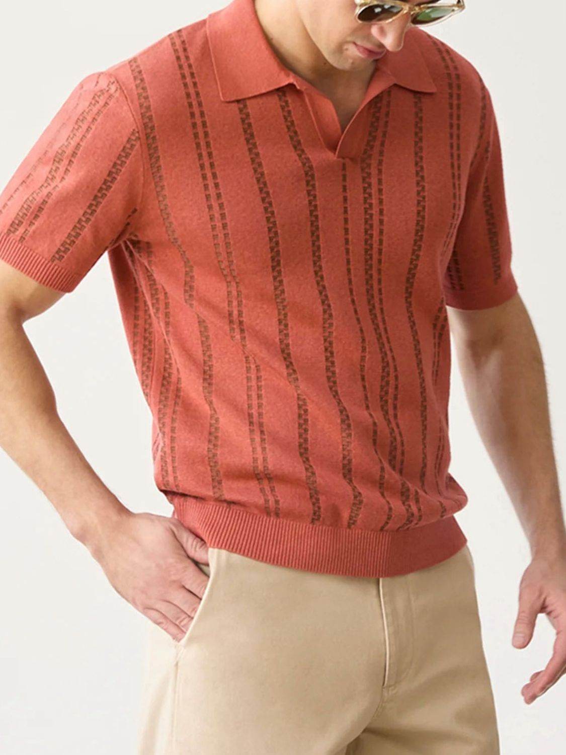 Striped Collared Neck Short Sleeve Polo - Purcell's Clothing Company