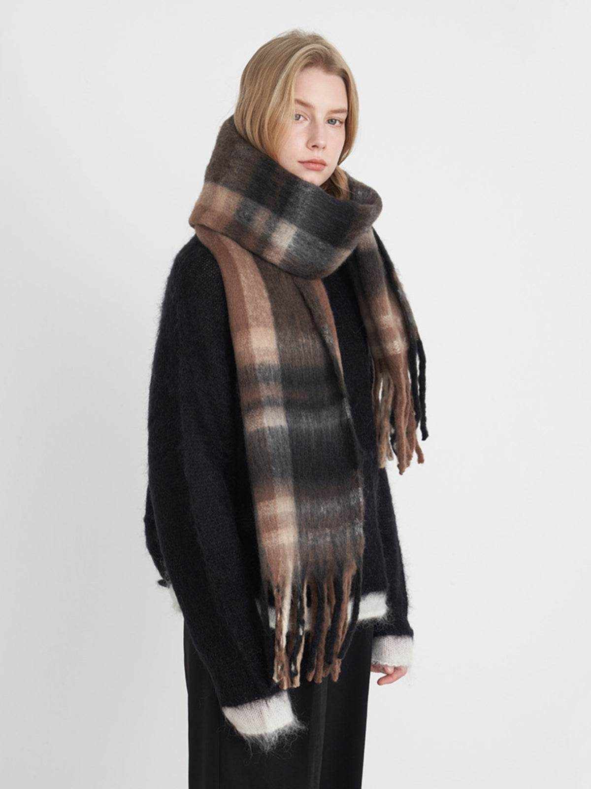 Fringe Plaid Polyester Scarf - Purcell's Clothing Company