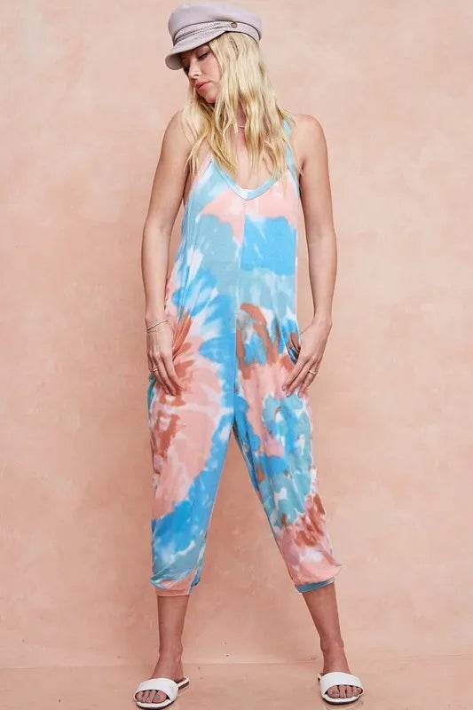 BiBi Tie Dye Knit Mid-length Casual Jumpsuit - Purcell's Clothing Company