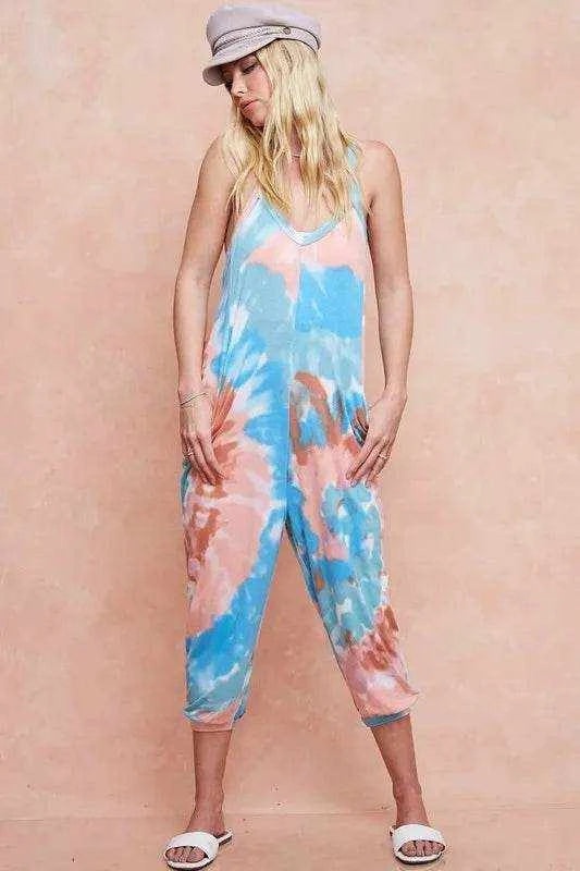 BiBi Tie Dye Knit Mid-length Casual Jumpsuit - Purcell's Clothing Company
