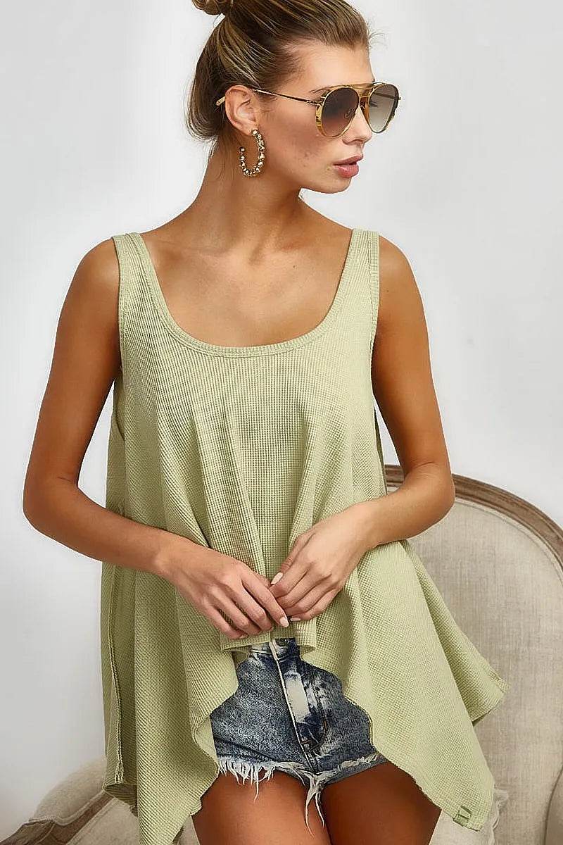 BiBi High and Low Flare Knit Tank Top - Purcell's Clothing Company