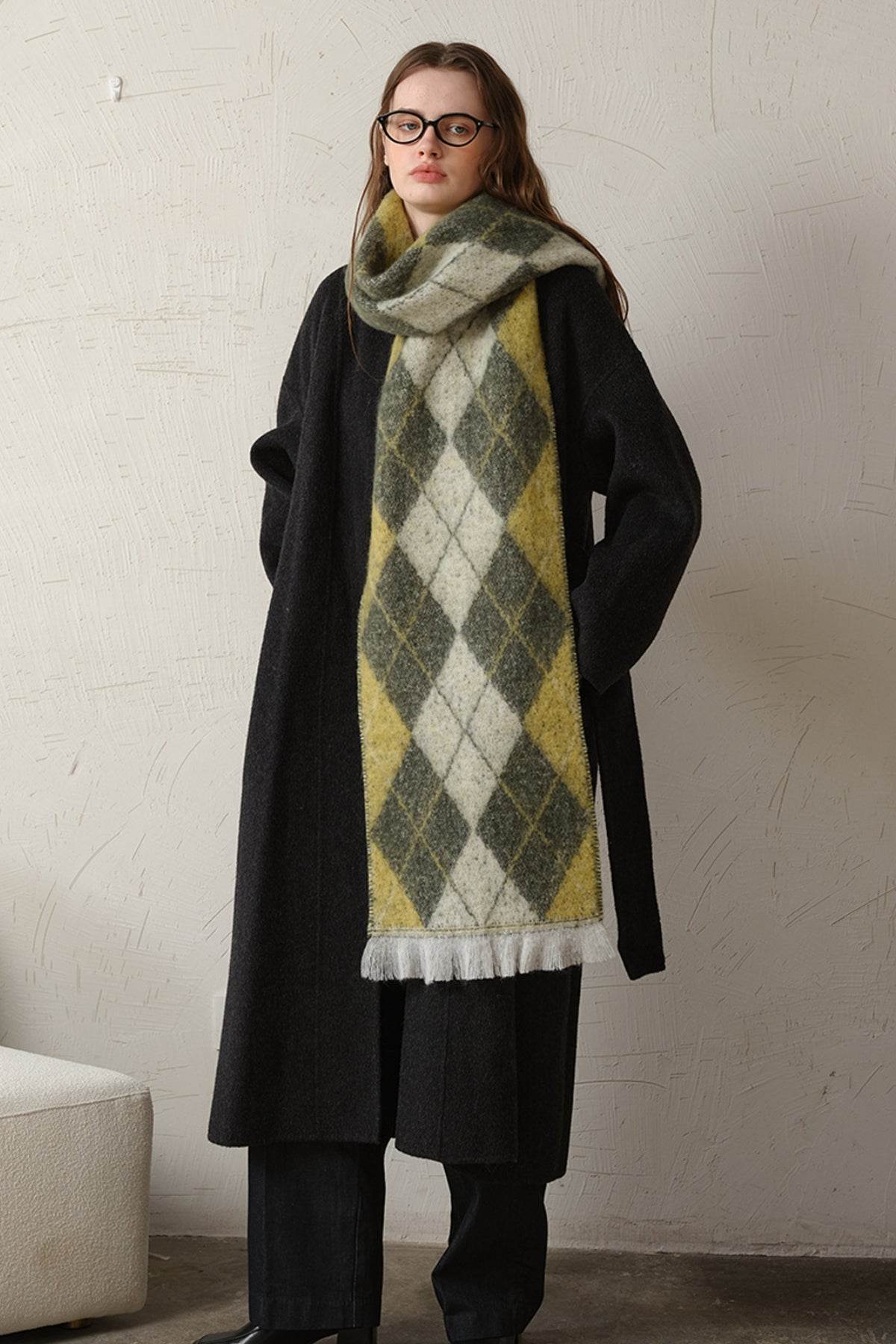 Fringe Argyle Polyester Scarf - Purcell's Clothing Company