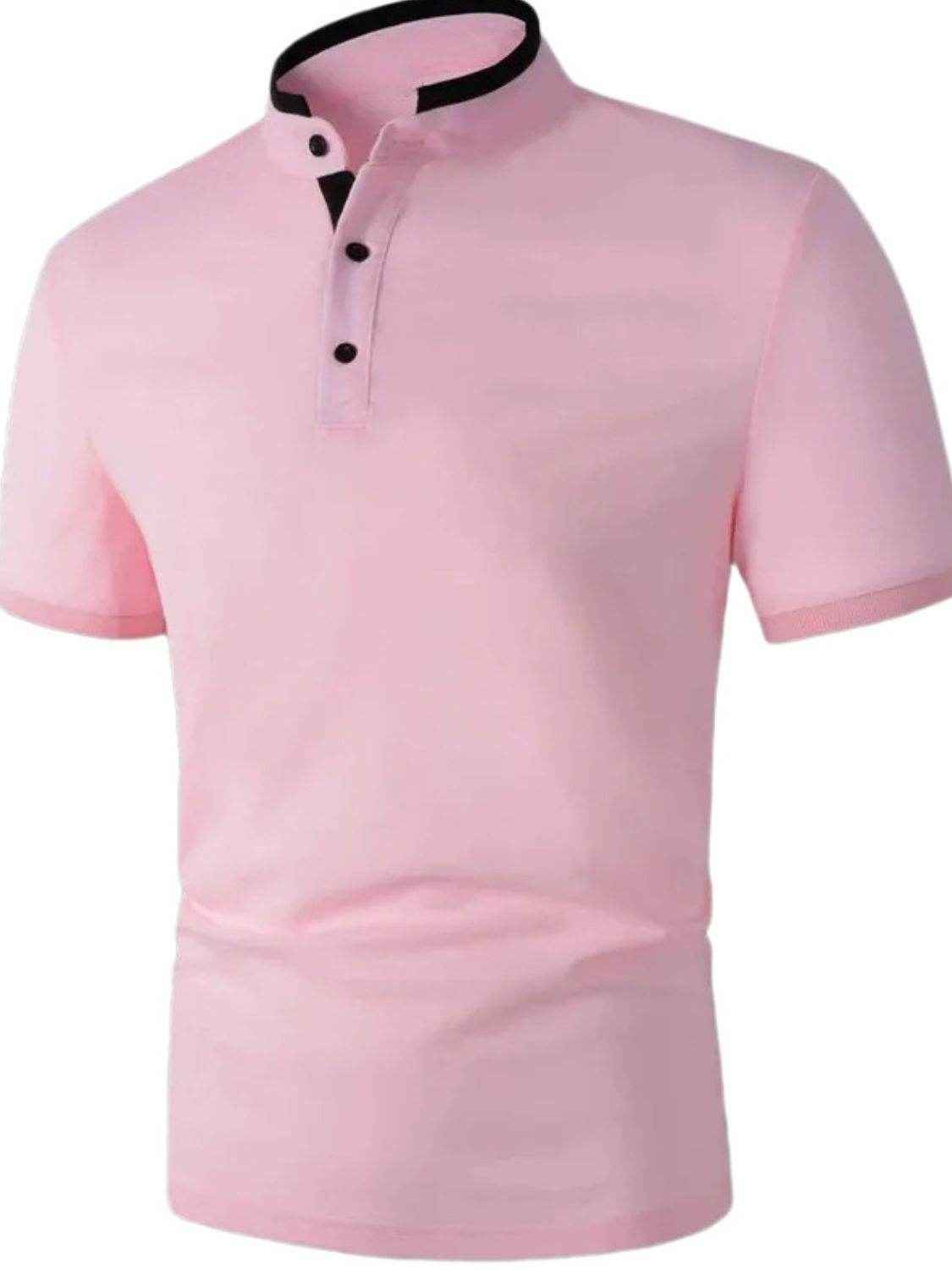 Stand Collar Contrast Short Sleeve Polo - Purcell's Clothing Company