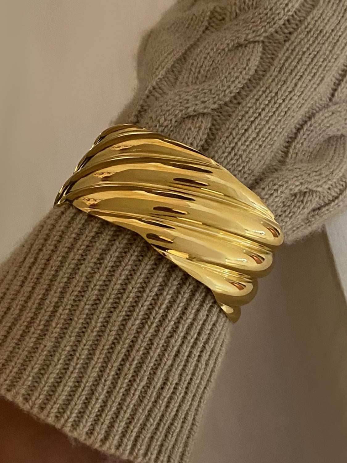 18K Gold-Plated Stainless Steel Open Ring - Purcell's Clothing Company