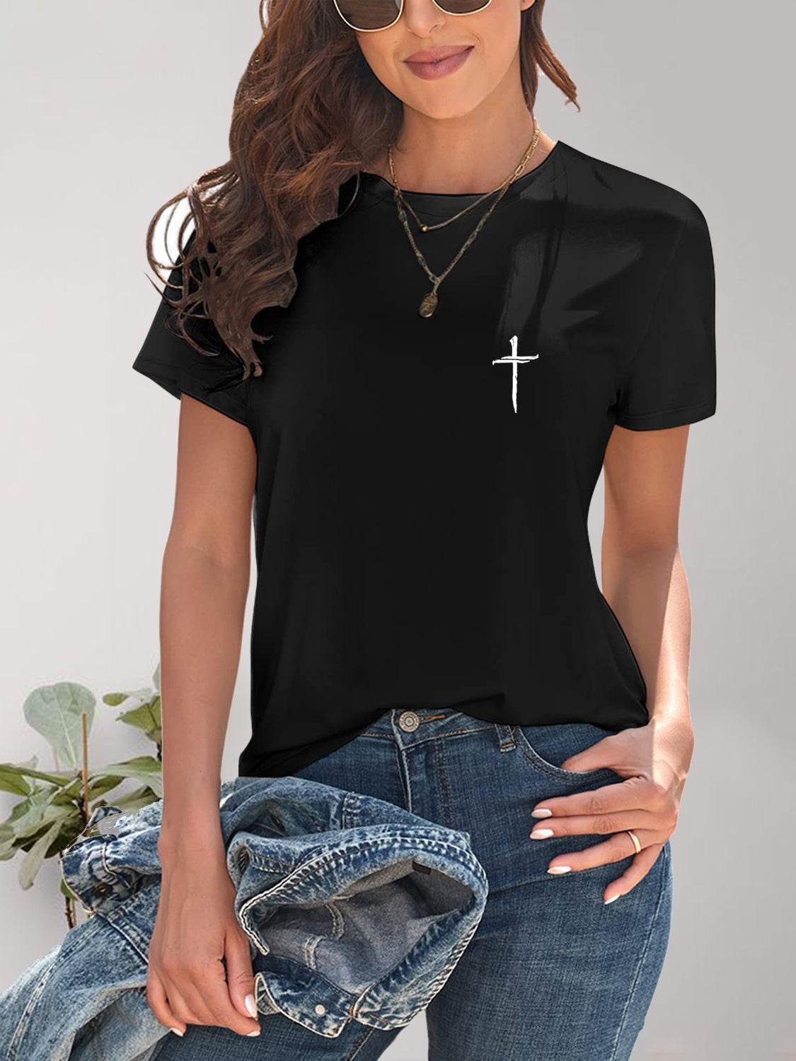 Cross Graphic Round Neck T-Shirt - Purcell's Clothing Company