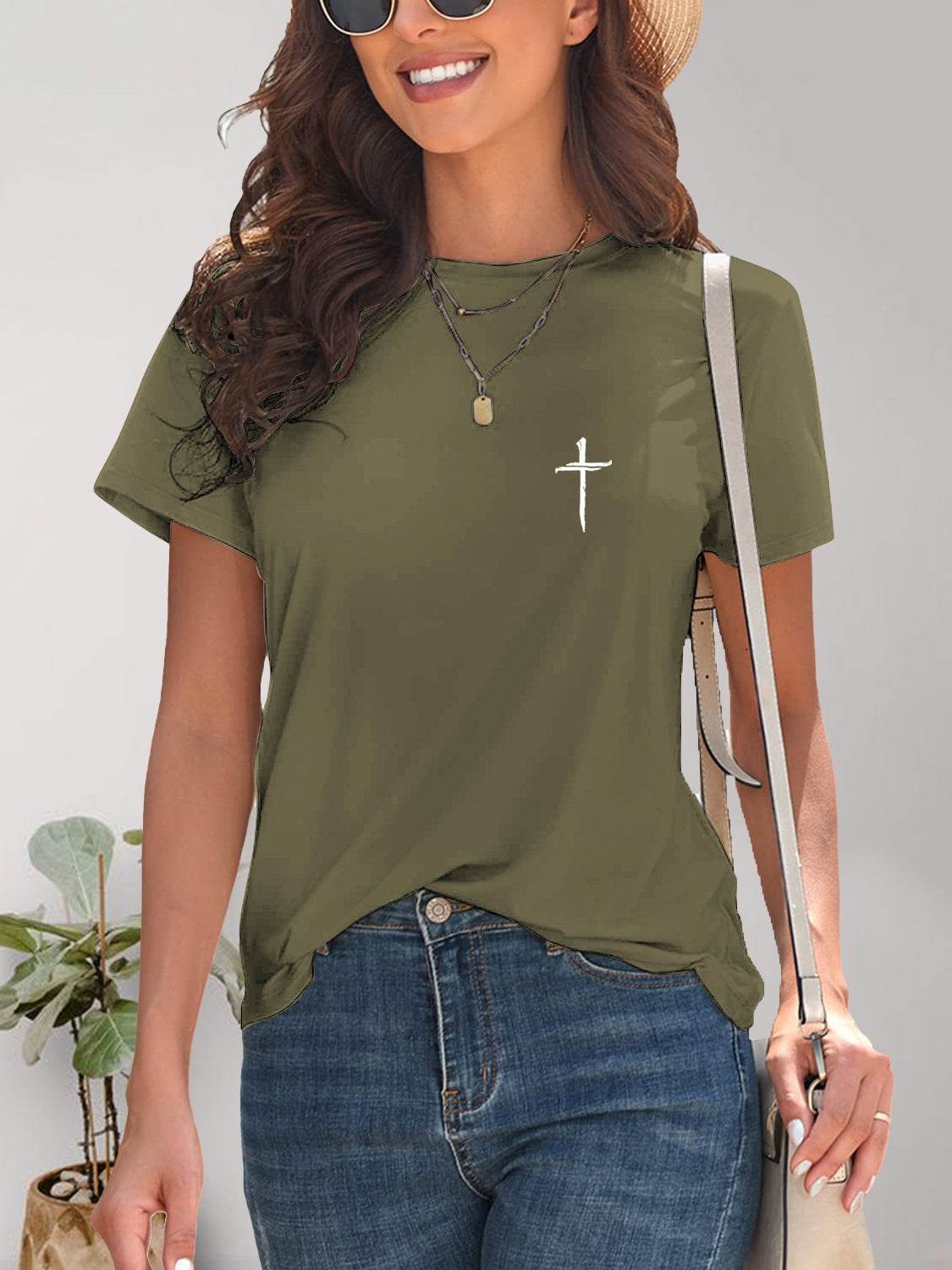 Cross Graphic Round Neck T-Shirt - Purcell's Clothing Company