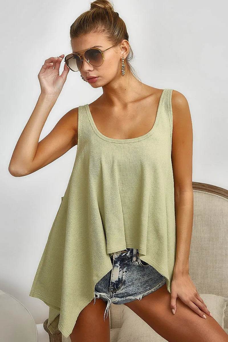BiBi High and Low Flare Knit Tank Top - Purcell's Clothing Company