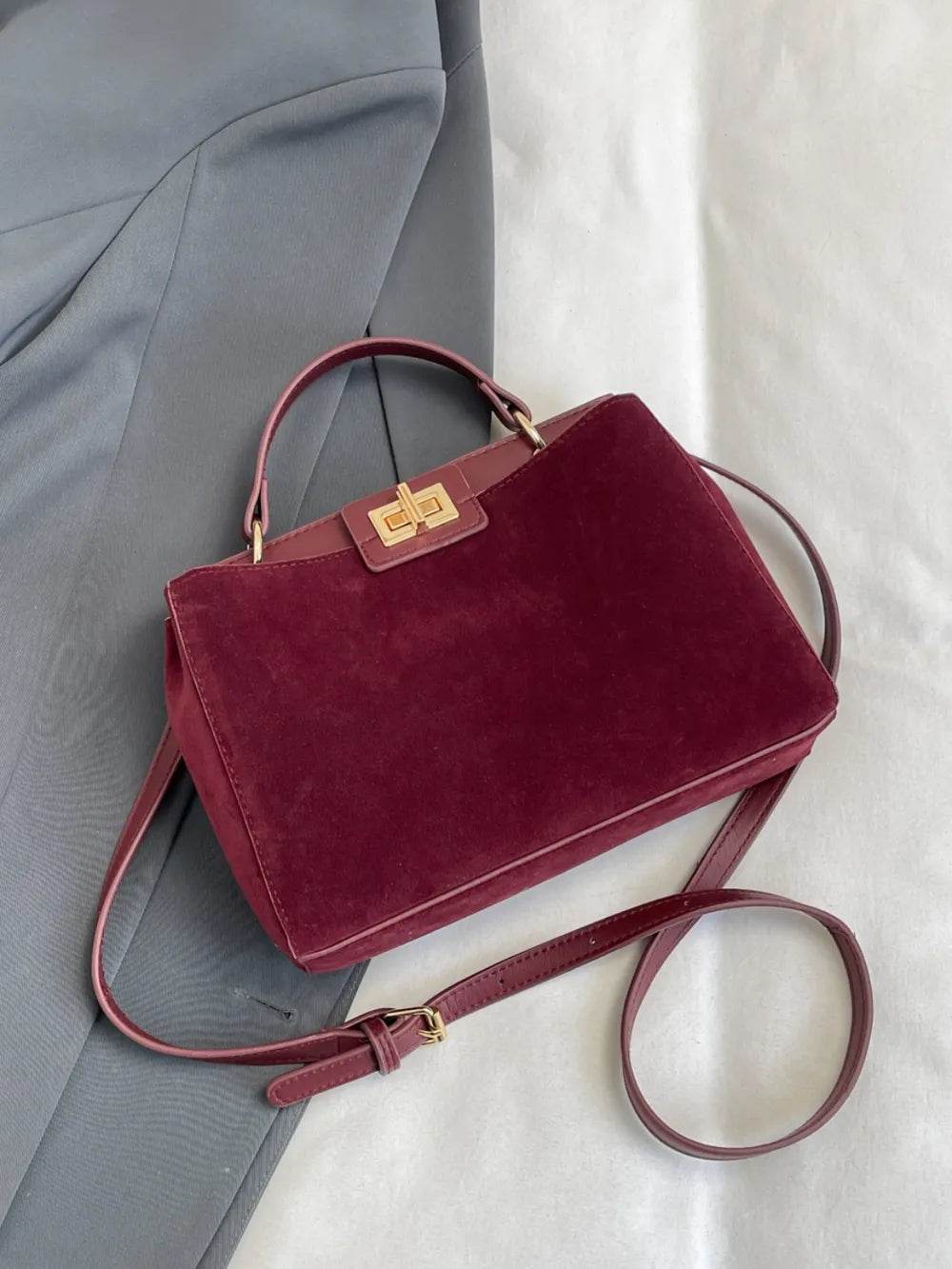 Solid Color Handbag with Removable Strap - Purcell's Clothing Company