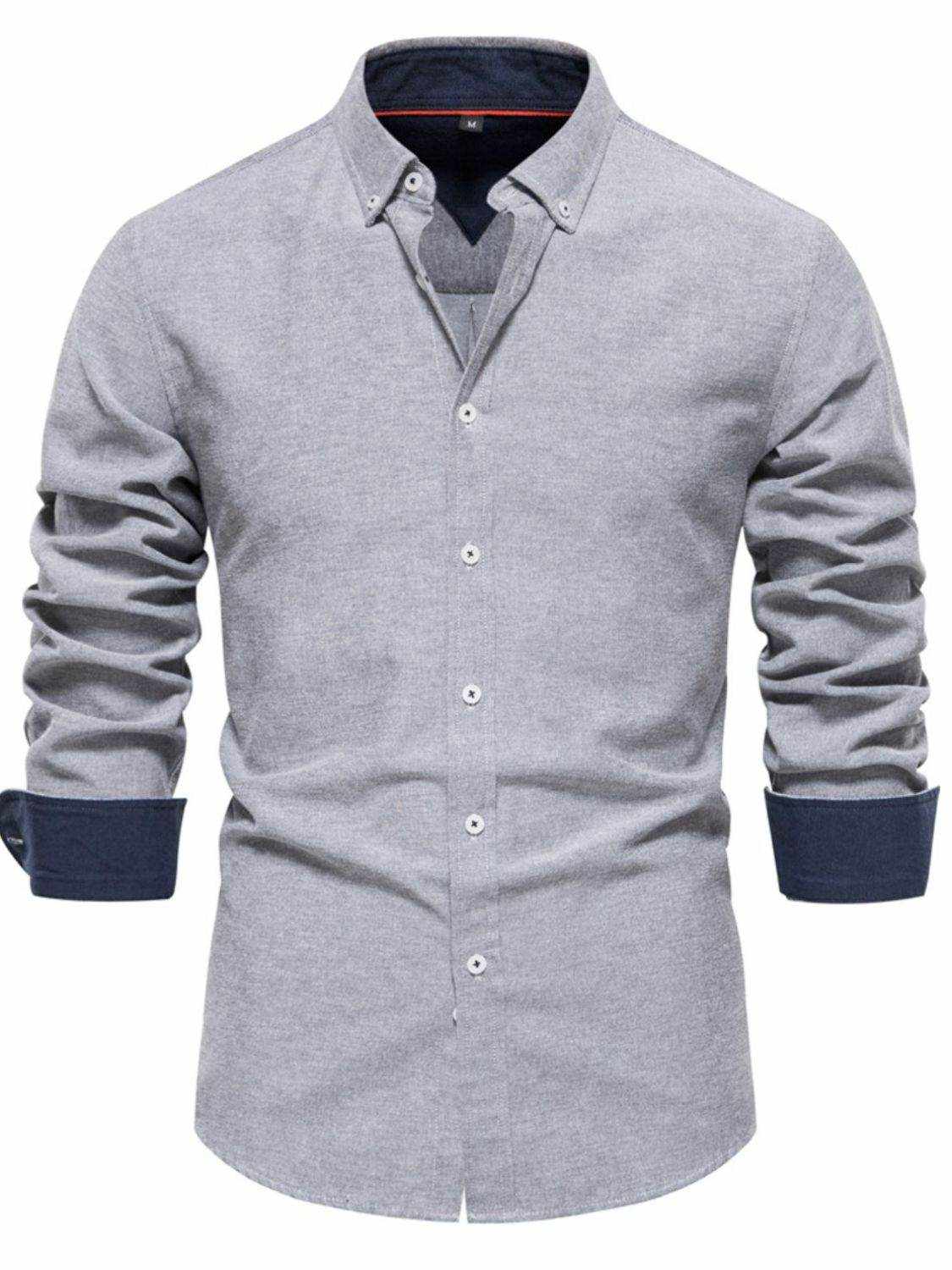 Solid Button Down Collared Neck Shirt - Purcell's Clothing Company