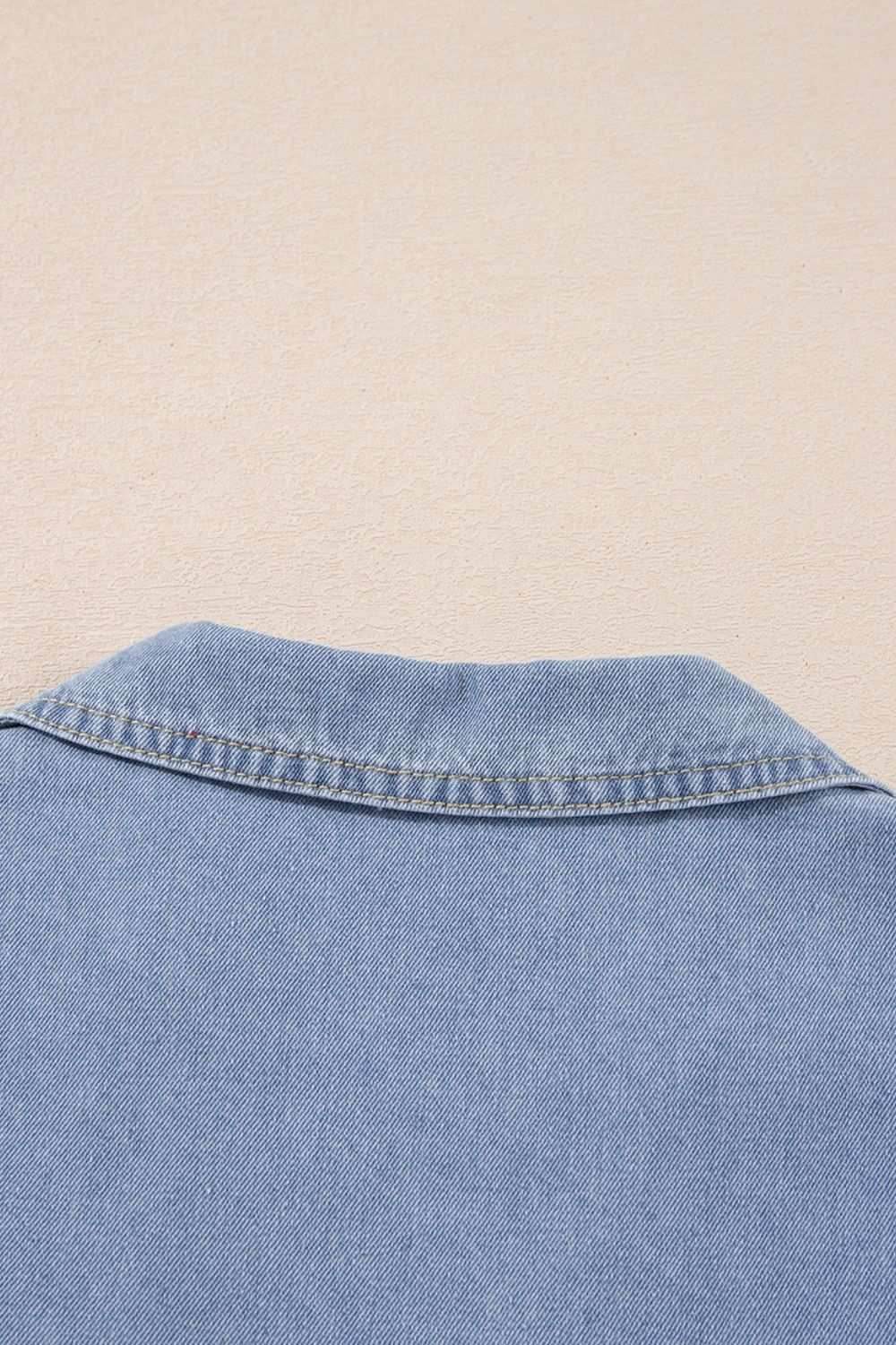 Lapel Neck Cap Sleeve Denim Babydoll Dress - Purcell's Clothing Company