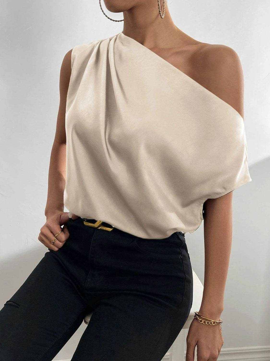 Ruched Single Shoulder Blouse - Purcell's Clothing Company