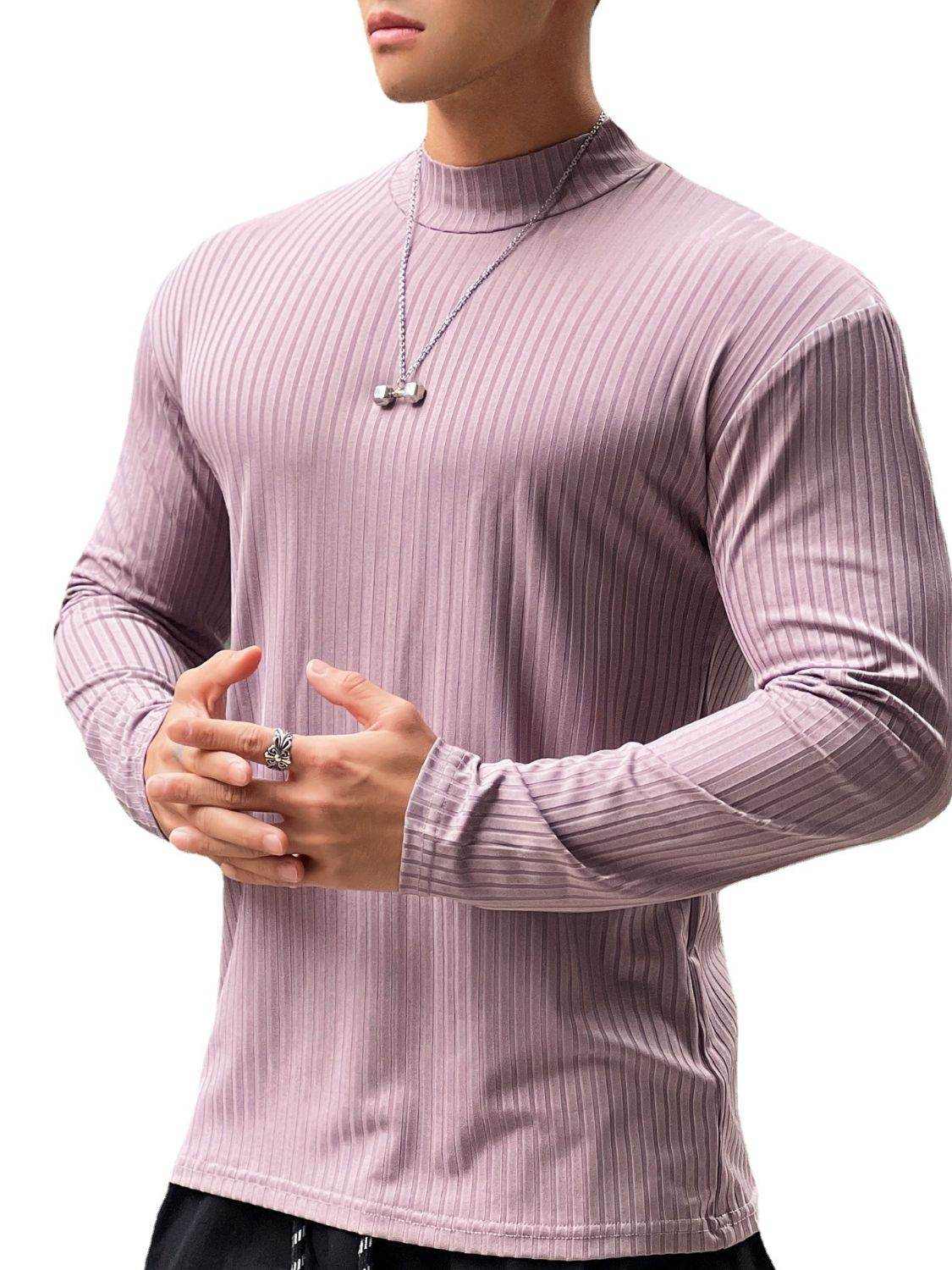 Mock Neck Long Sleeve T-Shirt - Purcell's Clothing Company