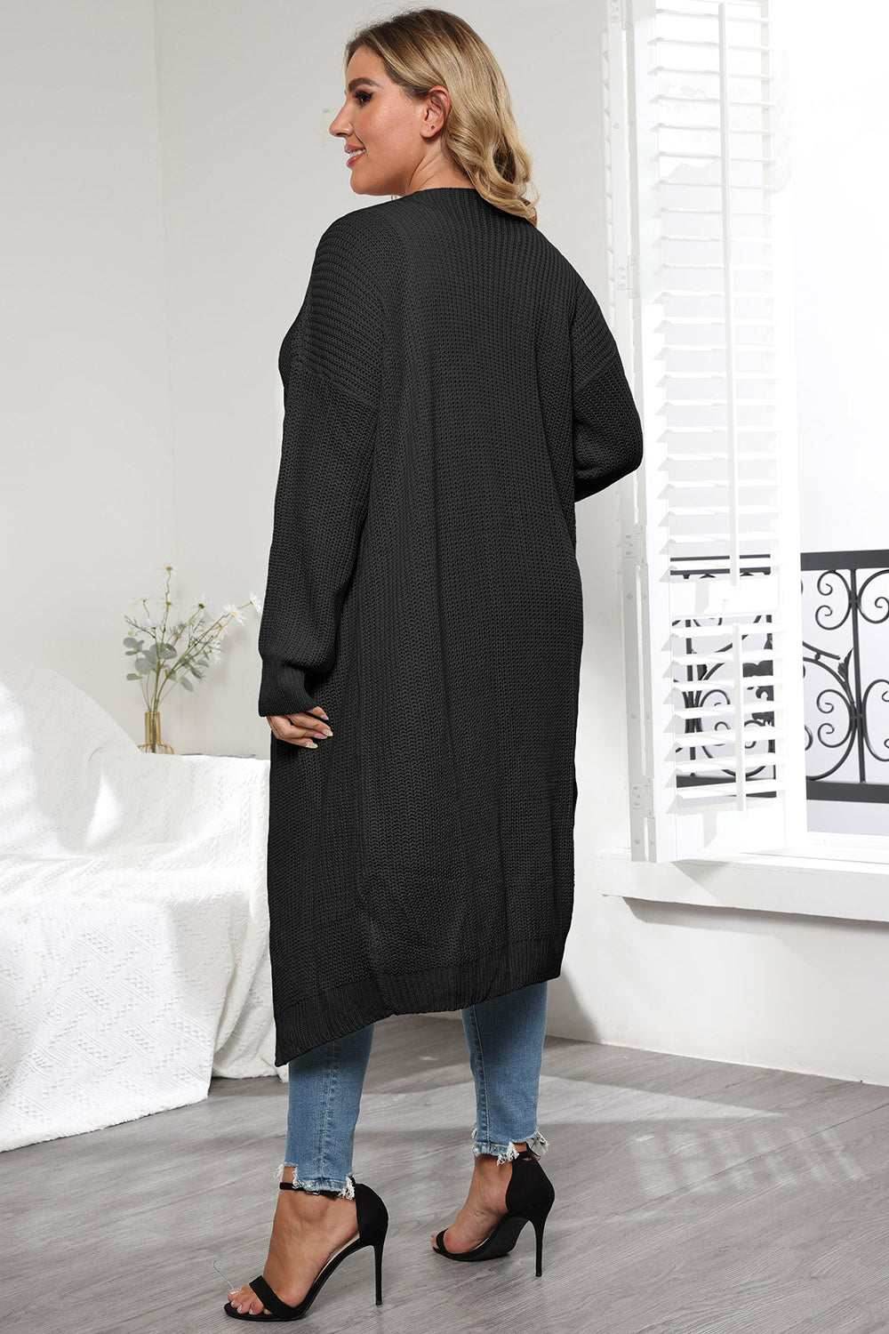 Plus Size Open Front Long Sleeve Cardigan - Purcell's Clothing Company