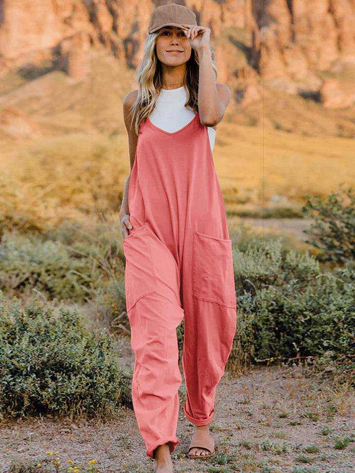 Double Take Full Size Sleeveless V-Neck Pocketed Jumpsuit - Purcell's Clothing Company