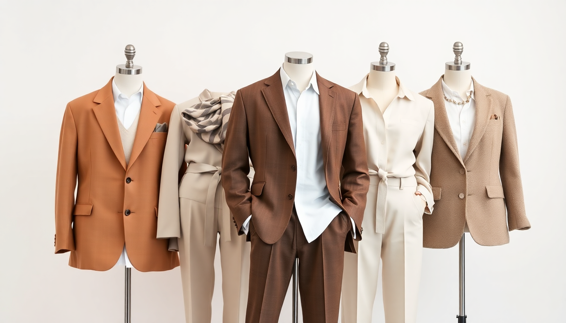 Mannequins displaying stylish, neutral-toned blazers and personal style fashion essentials for a timeless wardrobe.