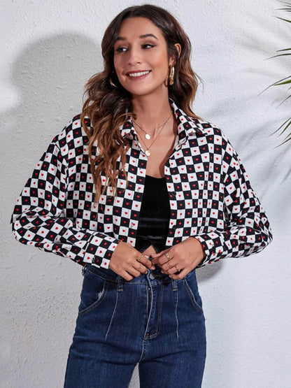 Button Down Printed Cropped Jacket - Purcell's Clothing Company