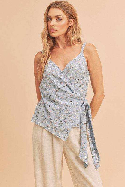Aemi + Co Ditsy Floral Surplice Adjustable Straps Cami - Purcell's Clothing Company