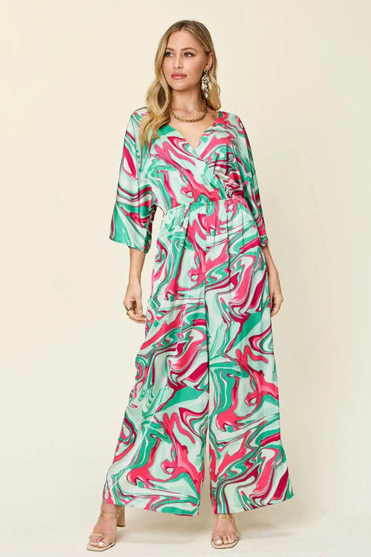 Double Take Full Size Half Sleeve Wide Leg Jumpsuit - Purcell's Clothing Company