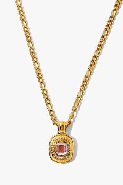 18K Gold Plated Inlaid Rhinestone Pendant Necklace - Purcell's Clothing Company