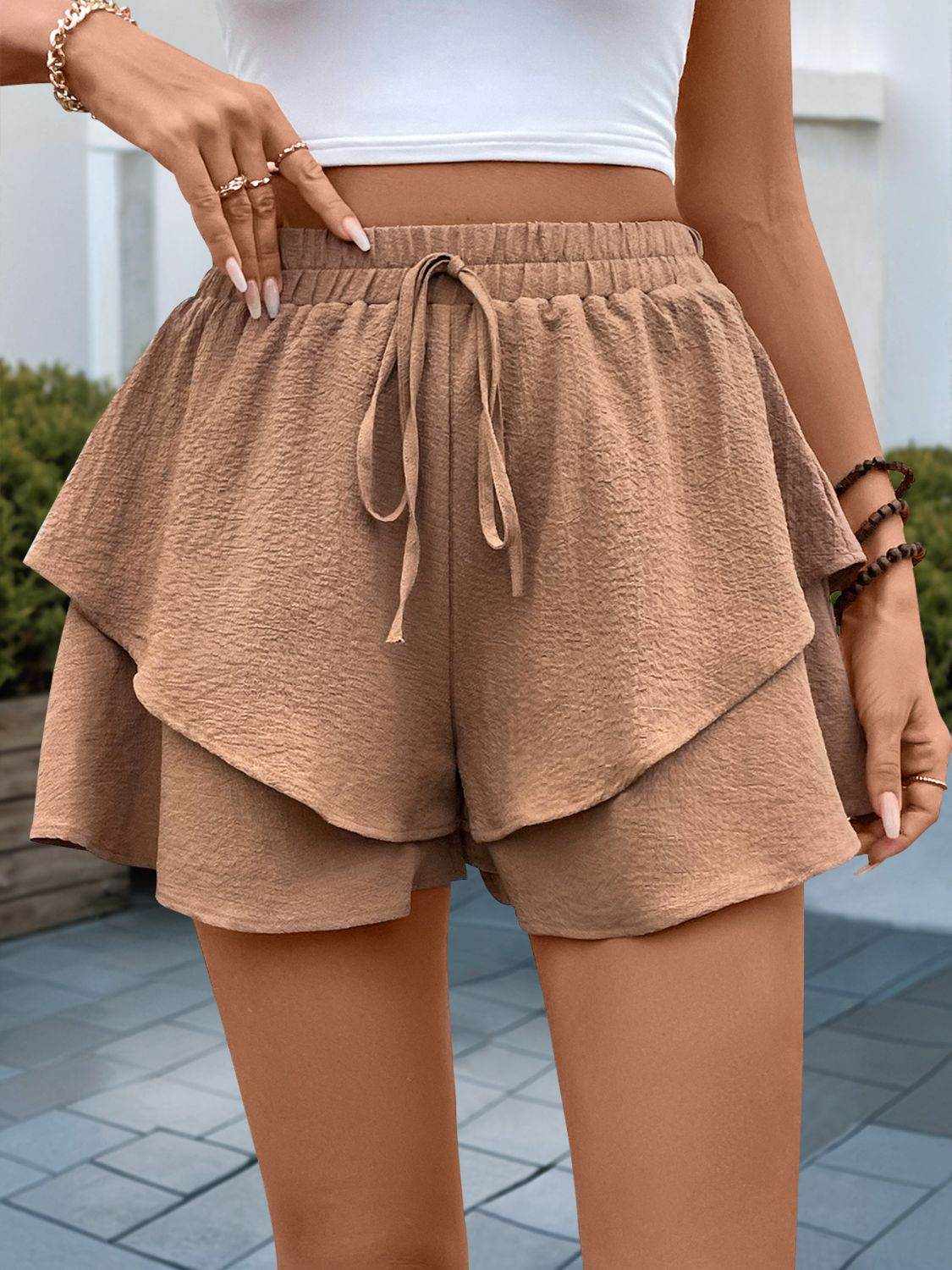 Perfee Tied Layered Shorts - Purcell's Clothing Company