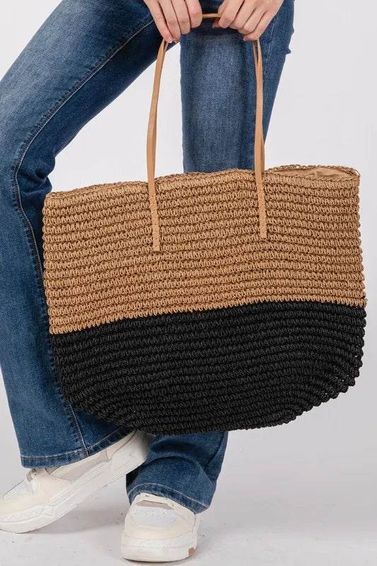 Fame Straw Braided Beach Tote Bag - Purcell's Clothing Company