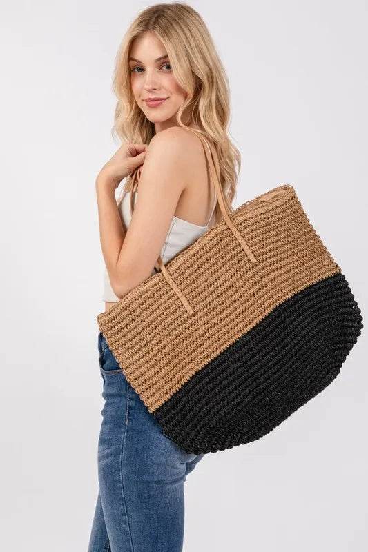 Fame Straw Braided Beach Tote Bag - Purcell's Clothing Company