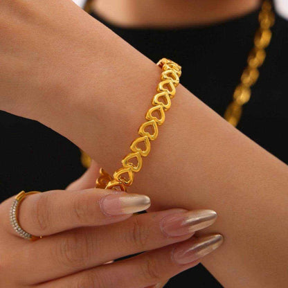 18K Gold-Plated Stainless Steel Heart Bracelet - Purcell's Clothing Company