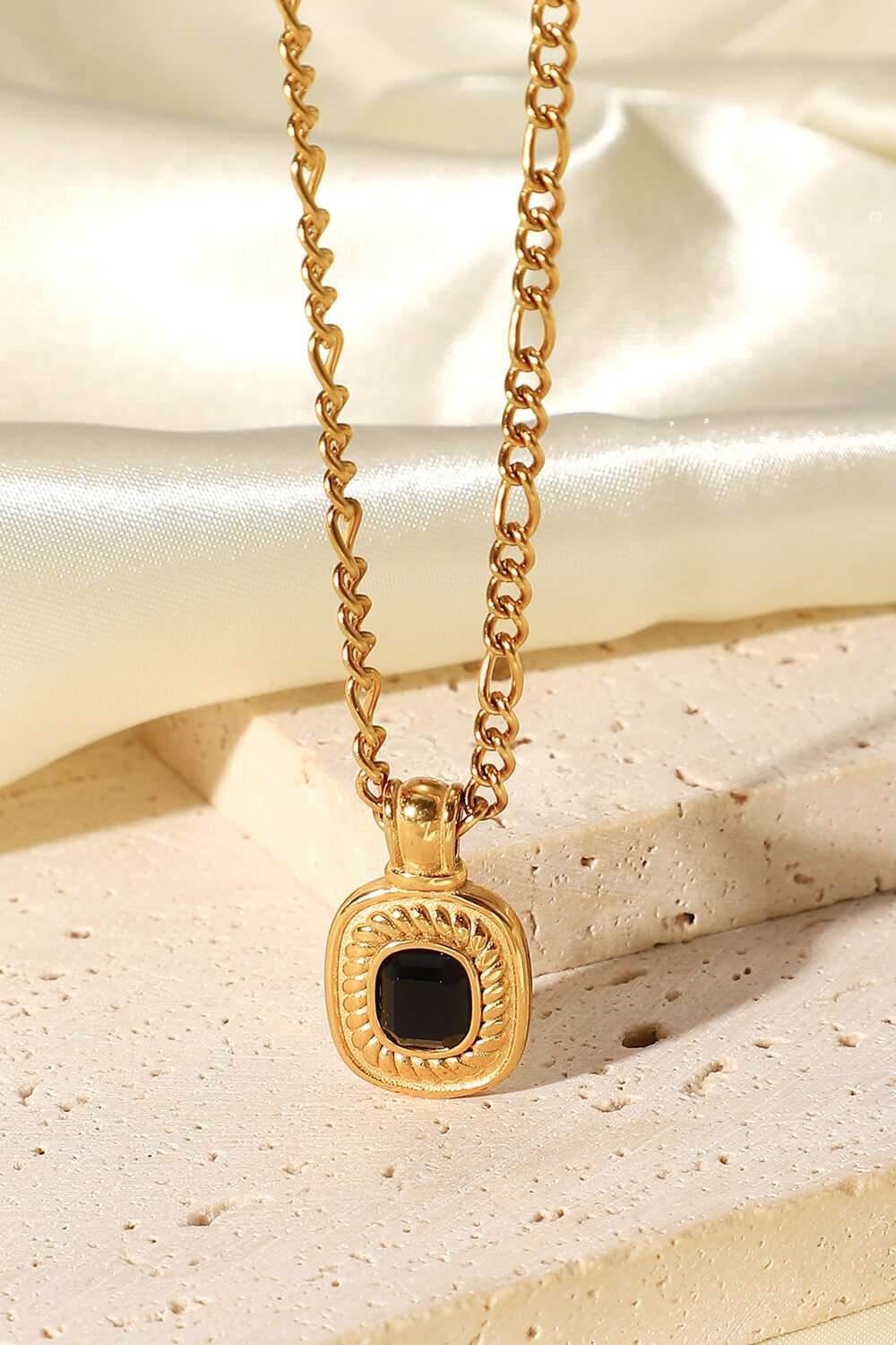 18K Gold Plated Inlaid Rhinestone Pendant Necklace - Purcell's Clothing Company
