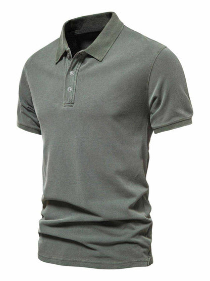 Collared Neck Button Detail Short Sleeve Polo - Purcell's Clothing Company