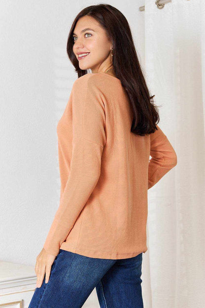 Basic Bae Half Button Long Sleeve Top - Purcell's Clothing Company