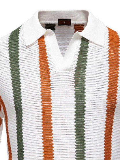Collared Neck Striped Knit Polo - Purcell's Clothing Company