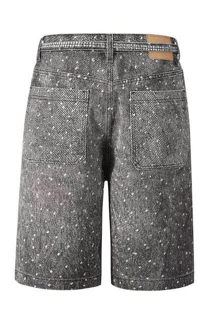 Men's Washed Rhinestone Denim Bermuda Shorts - Purcell's Clothing Company