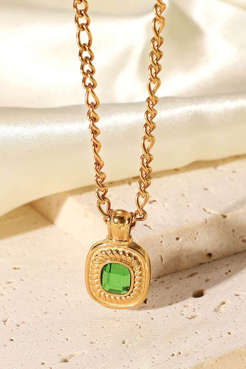 18K Gold Plated Inlaid Rhinestone Pendant Necklace - Purcell's Clothing Company