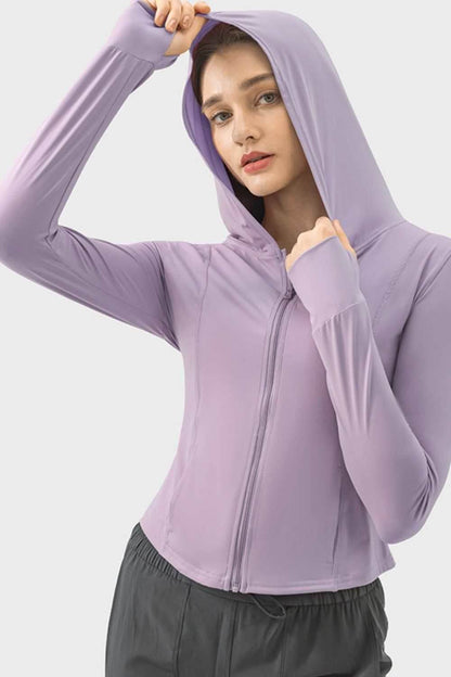 Millennia Pocketed Zip Up Hooded Long Sleeve Active Outerwear - Purcell's Clothing Company