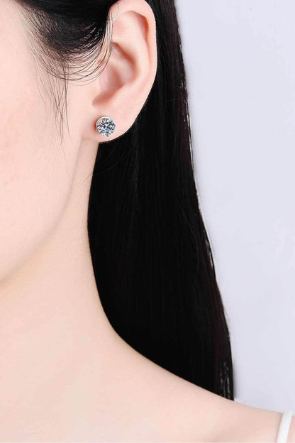 2 Carat Moissanite Rhodium-Plated Stud Earrings - Purcell's Clothing Company