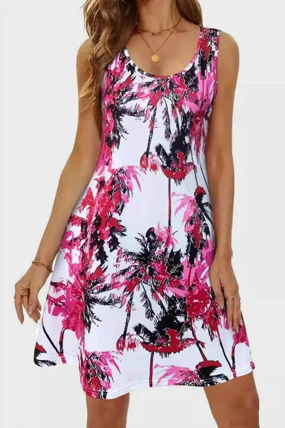 Printed Scoop Neck Wide Strap Mini Dress - Purcell's Clothing Company