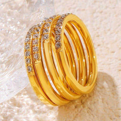 Titanium Steel Inlaid Zircon Ring - Purcell's Clothing Company