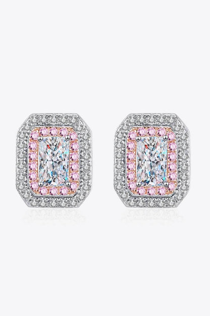 1 Carat Moissanite and Zircon Contrast Geometric Stud Earrings - Purcell's Clothing Company