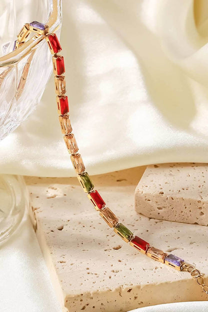 18K Gold Plated Multicolored Cubic Zirconia Bracelet - Purcell's Clothing Company